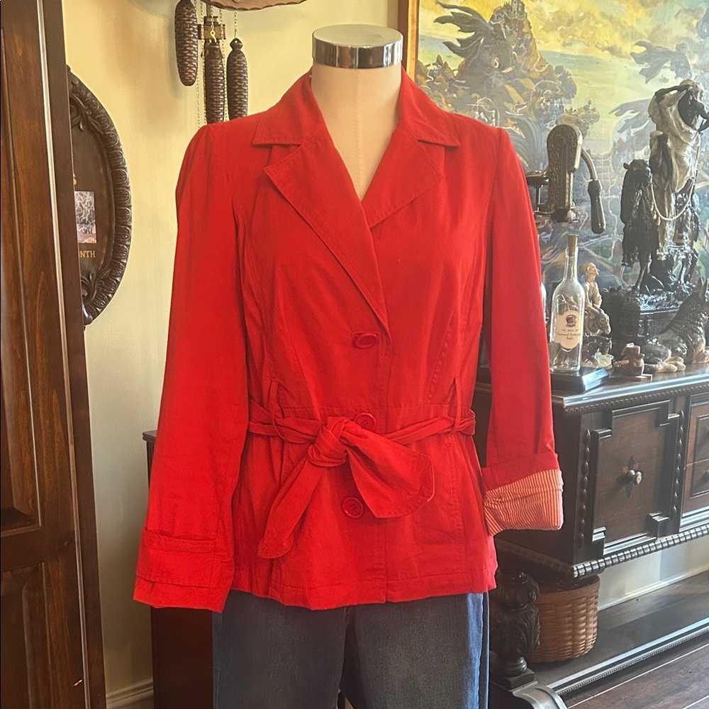 Studio Petite Sz PL Women's Red Belted Jacket GUC